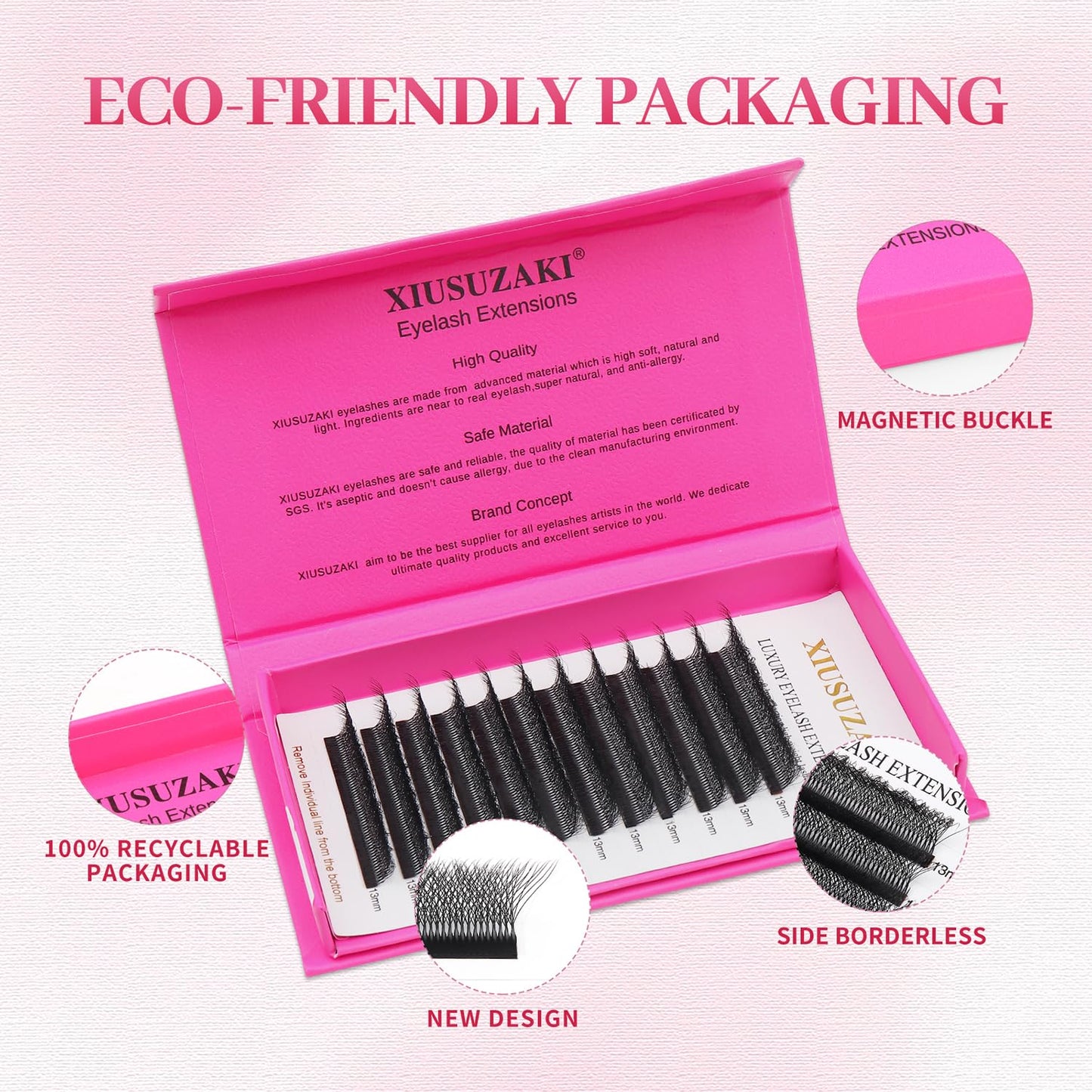 W Lash Extensions Supplies 8D Eyelash Extensions W Shape 0.07mm Thickness C Curl 13mm Premade Fans Easy Fan Lashes Volume Matte Black 12 Rows Crisscross Eye Lashes(W-8D-0.07-C,13mm)