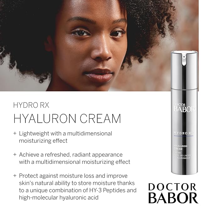 BABOR DOCTOR HydroRX Hyaluron Cream, Travel Lightweight Hyaluronic Acid Face Moisturizer for Dry Skin, Prevents Moisture Loss and Reduces Dryness Lines, Fragrance Free, 0.5 oz
