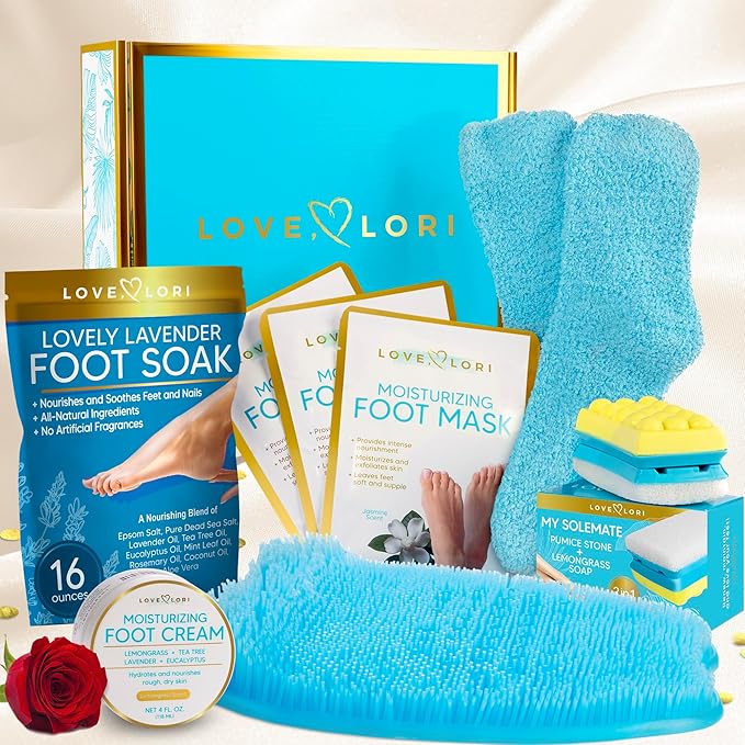 LOVE, LORI Foot Spa Kit, Foot Care Kit, Self Care Gifts for Women, 8 Piece Pedicure Kit, Great Valentine Day Gifts for Her, Gifts for Women, Spa Gifts
