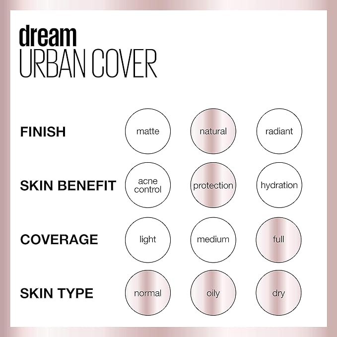 Maybelline Dream Urban Cover Flawless Coverage Foundation Makeup, SPF 50, Soft Tan