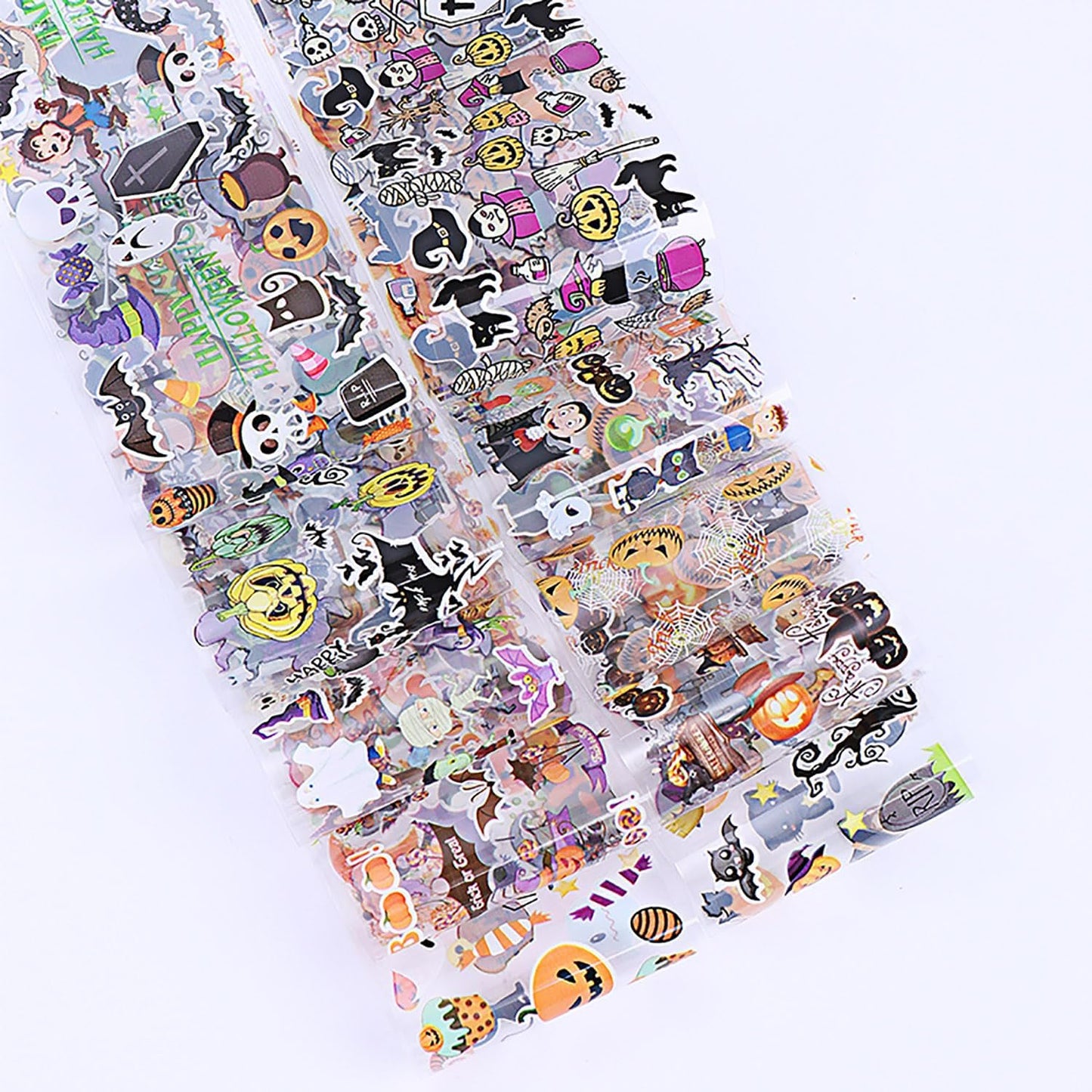 Halloween Nail Foils Transfer Nail Art Pumpkins Foils Nail Art Supplies 10PCS Halloween Ghost Black Cat Bat Spooky Nail Foil Transfer Stickers Starry Sky Paper Manicure Accessories for Women Girls