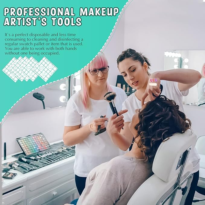 50 Pieces Hand Palette, Single Use Makeup Hand Palette Disposable Adhesive Palettes Cosmetic Makeup Palette for Every Makeup Artist (3 x 3 Inch)