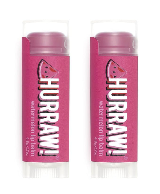 Hurraw! Watermelon Lip Balm, 2 Pack: Organic, Certified Vegan, Cruelty and Gluten Free. Non-GMO, 100% Natural Ingredients. Bee, Shea, Soy and Palm Free. Made in USA