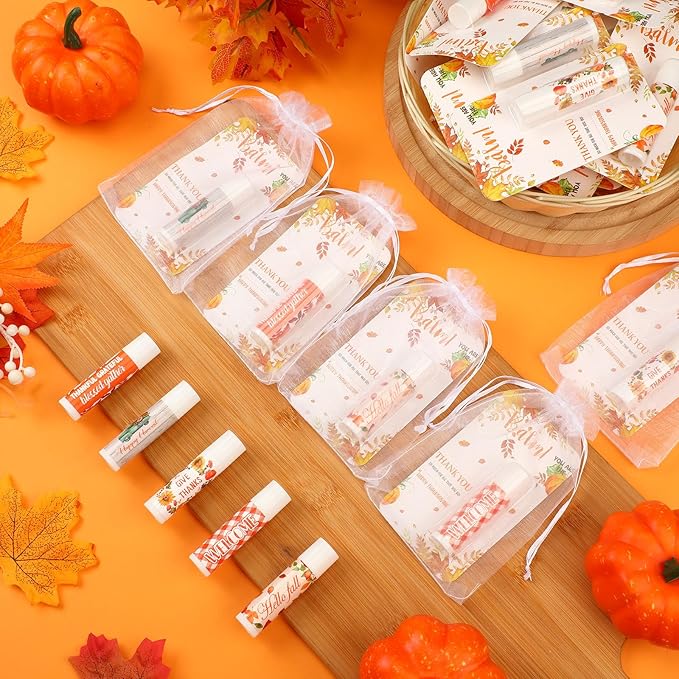 30 Pack Hello Fall Thanksgiving Party Gifts Bulk Lip Balms Favors Employee Appreciation Gifts Small Thank You Gifts for Women Men Satff Coworkers Teachers