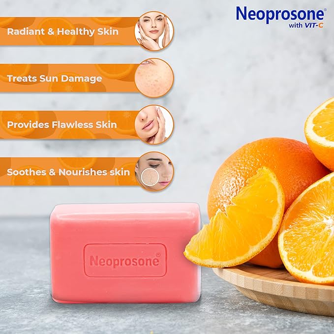 Neoprosone, Skin Brightening Soap | 7oz / 200g | Exfoliating, Cleansing Bar, Helps to Reduce Spots on: Knees, Elbows, Face, Private Areas | For Women and Men, with Vitamin C and Castor Oil