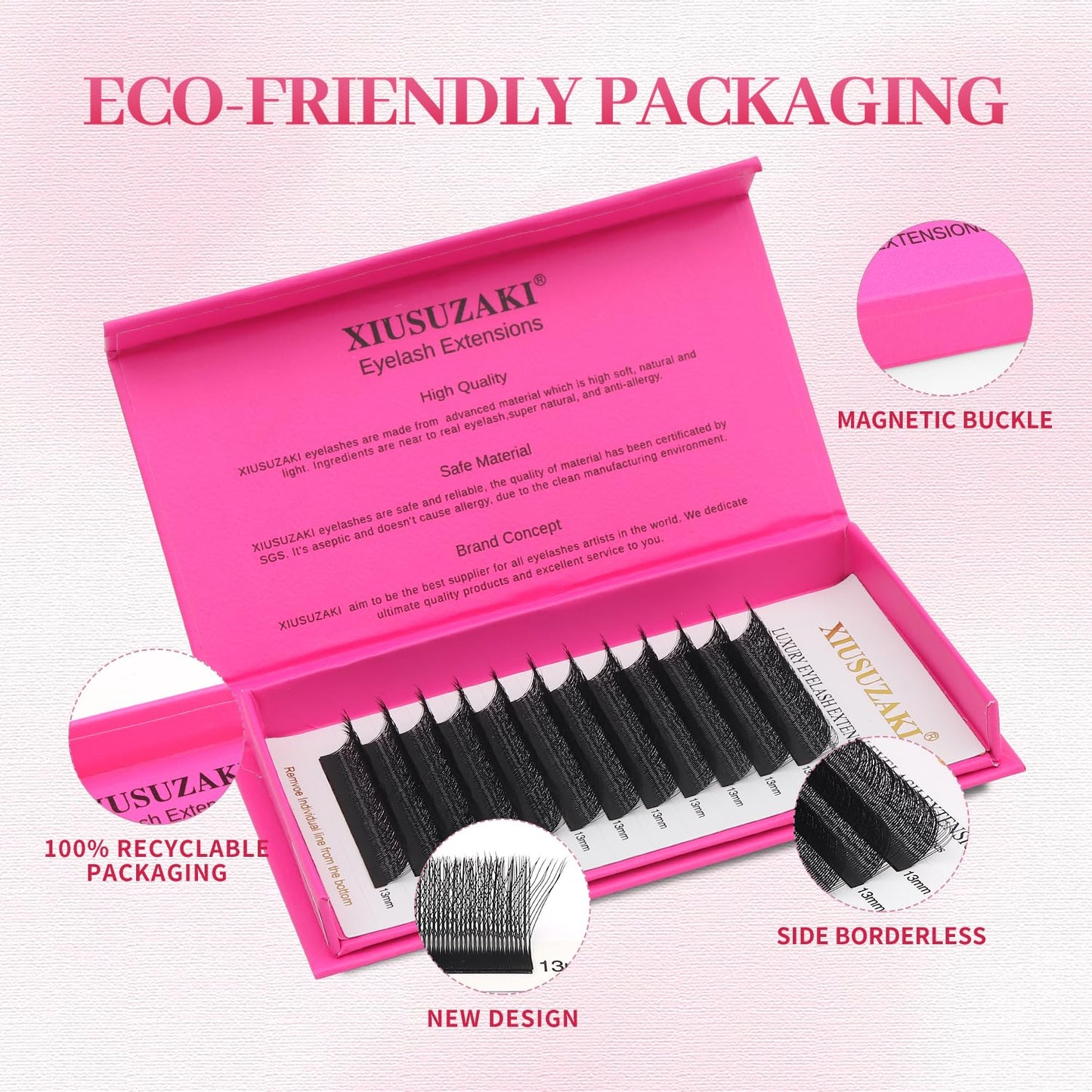 Lash Extensions Three Core Tips 3D Eyelash Extensions W Shape 0.07mm Thickness C Curl 14mm Premade Fans Easy Fan Volume Lashes Matte Black Crisscross(W-3D-Three Core-0.07-C,14mm)