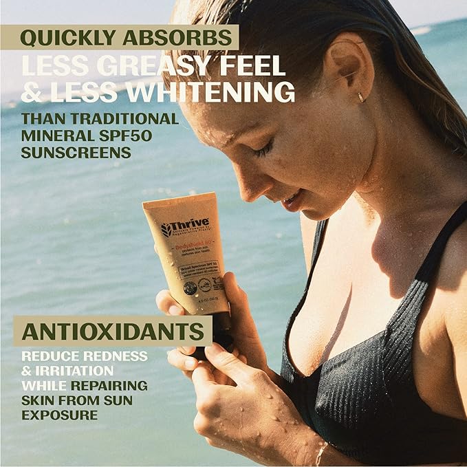 Thrive Natural Care Reef Safe Sunscreen SPF50 - Hawaii 104 Reef Act Compliant - Mineral Sunscreen Non-Nano Zinc Oxide - Vegan, (5.8 Oz (Pack of 3))