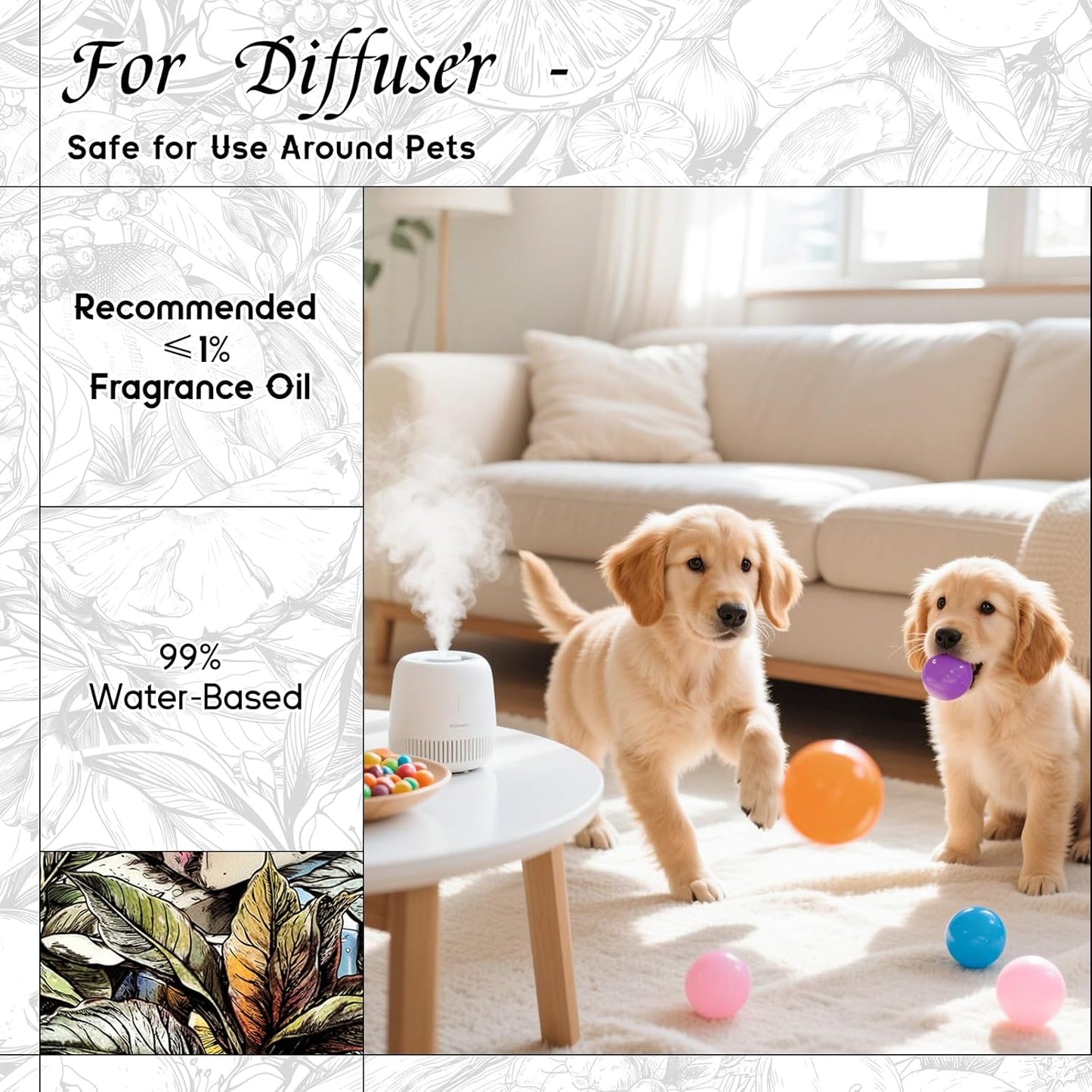 HIQILI Sweet Tobacco Fragrance Oil for Home Essential Oil Diffuser, Candle, Soap, Perfume & Body Scrubs Making, Rich Scent - 1 Fl Oz