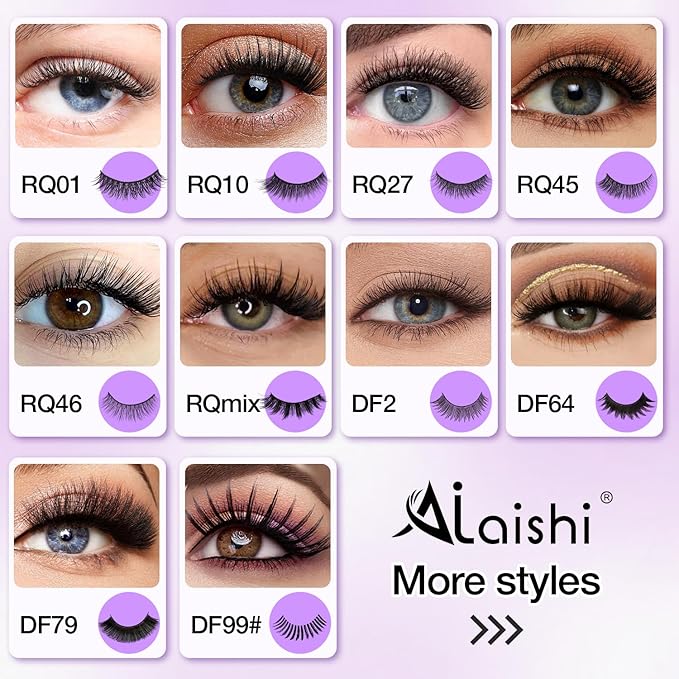 Fluffy False Eyelashes Kit With Bond, Seal and Tweezer, 7 Pairs Natural Look Fake Cat Eye Lashes Strips Thin Band Extensions Waterproof Easy Eyelashes for Beginners DF79