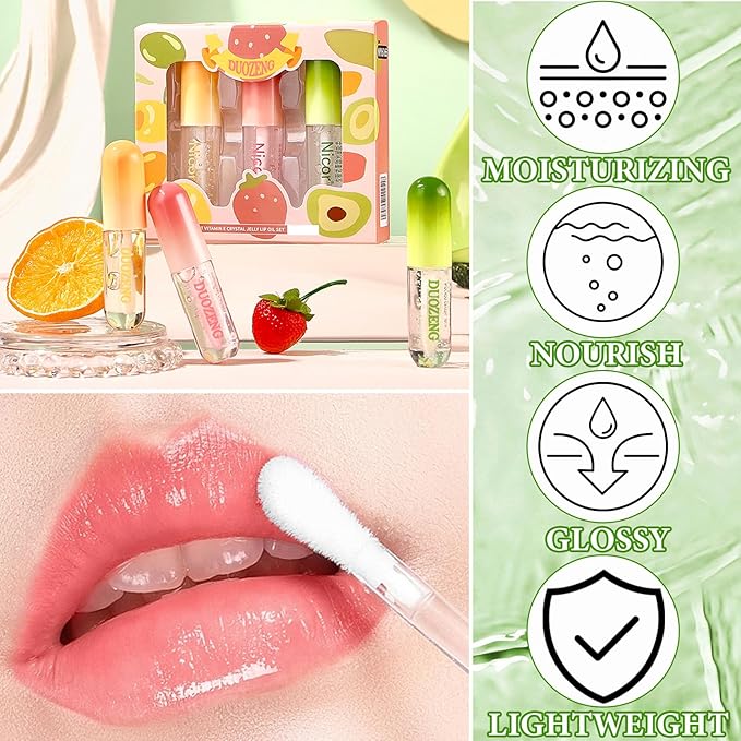 Lip Plumper Set,Lip Plumper Oil Gloss Moisturizing Lip Plumper Lip Care Serum,Hydrating Plump Gloss Reduce Fine Lines,Lip Plumper for Day & Night Use Set C（3Pcs）