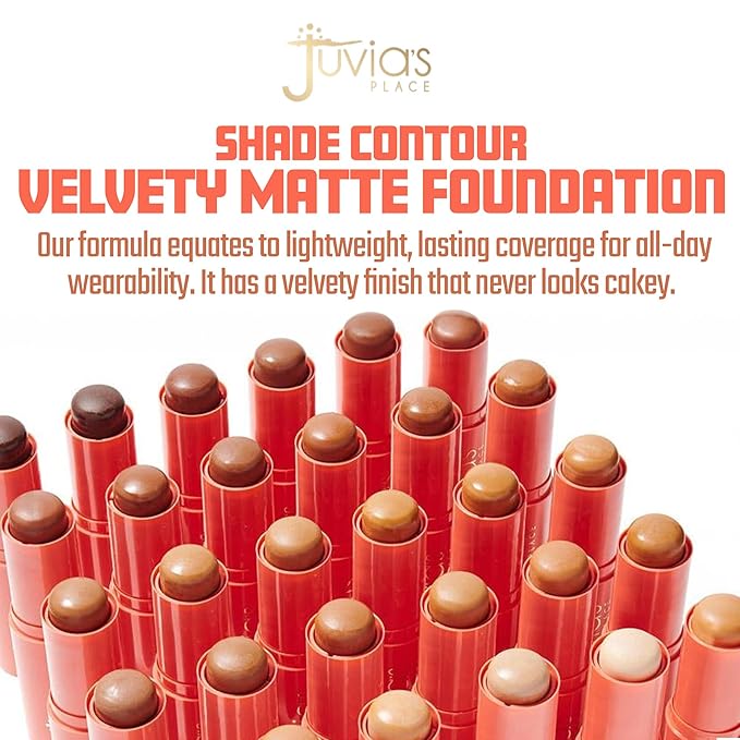 Juvia's Place Shade Stick Foundation, Concealer, Contour, Dominica, Tan w/Golden Undertone, .34 oz