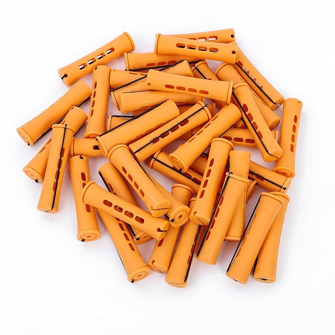 Perm Rods Set for Natural, Long, and Short Hair - Plastic Cold Wave Rods for Women's Hair Curling and DIY Hairdressing (20pcs Orange)