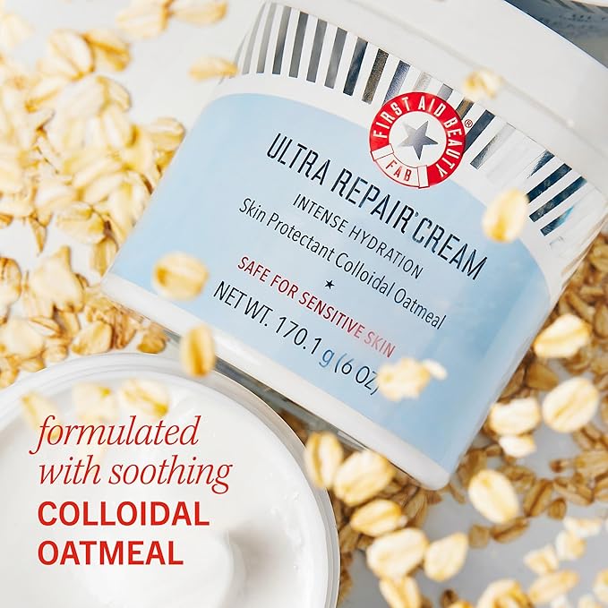 First Aid Beauty - Ultra Repair Cream, Intense Hydration Whipped Colloidal Oatmeal, Clinically Proven to Strengthen Skin Barrier in 7 Days & Helps Relieve Eczema, Luxury Face & Body Moisturizer, 12 oz