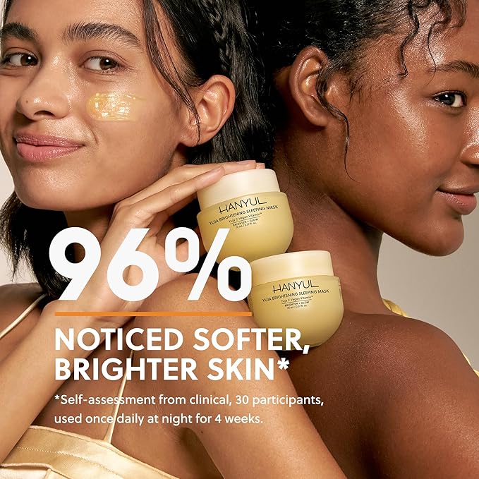 Hanyul Yuja Sleeping Mask | Korean Yuzu Night Cream, Vitamin C for Glow, Radiance, Brightening, Vegan Hydrating Overnight Moisturizer with Hyaluronic Acid, Niacinamide & Antioxidants 2.37 fl. oz.