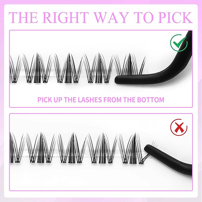 VEYESBEAUTY Lash Clusters Kit Eyelash Extensions Thin & Invisible Band DIY Individual False Eyelashes Newbie's Five-Second Series Wispy Lash Tray for Self-application, Manga Lash 8-18mm Mixed Length