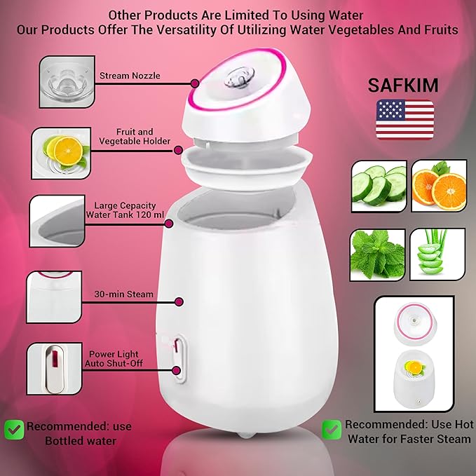 Facial Steamer and Ice Roller – 3-in-1 Nano Ionic Spa Kit for Deep Hydration and Pore Cleansing – Home Facial Care Set,auto Shut Off