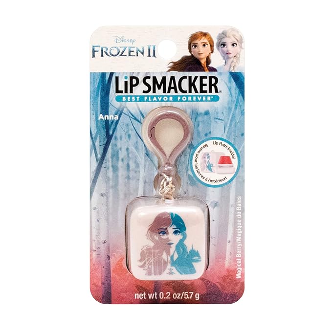 Lip Smacker Disney Frozen II Anna Cube Flavored Lip Balm Keychain, Anna Magical Berry, Clear, For Kids (Pack of 2)