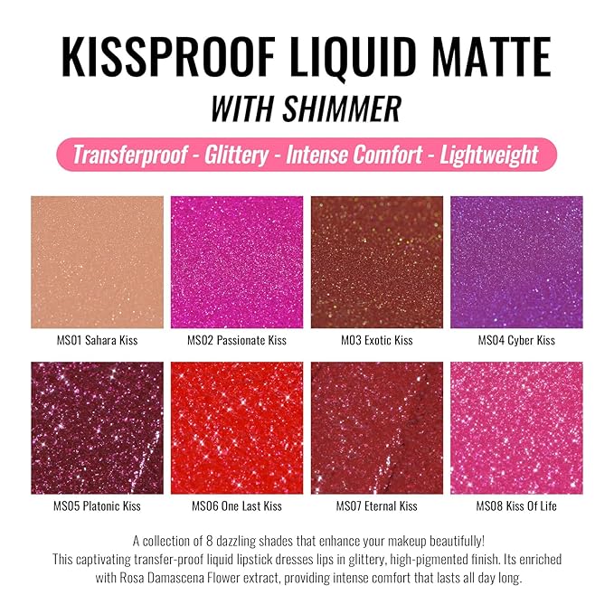 Oulac Red Matte Liquid Lipstick for Women, Long Lasting Lipstick Waterproof Lip Stain, No Transfer, Creamy High Pigmented Formula with Rose Oil, Vegan & Cruelty-Free MS07