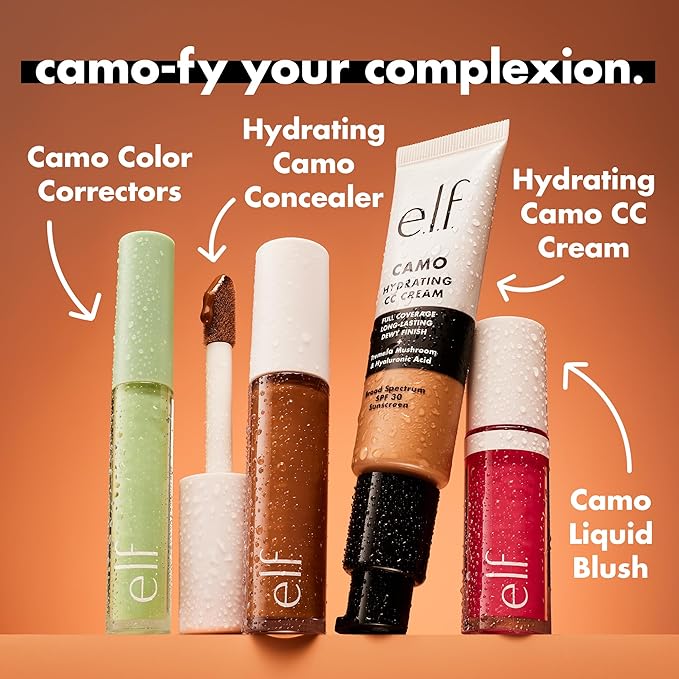 e.l.f. Hydrating Camo CC Cream, SPF 30, Color Correcting Full Coverage Foundation For A Dewy Finish, Vegan & Cruelty-Free, Light 210 N