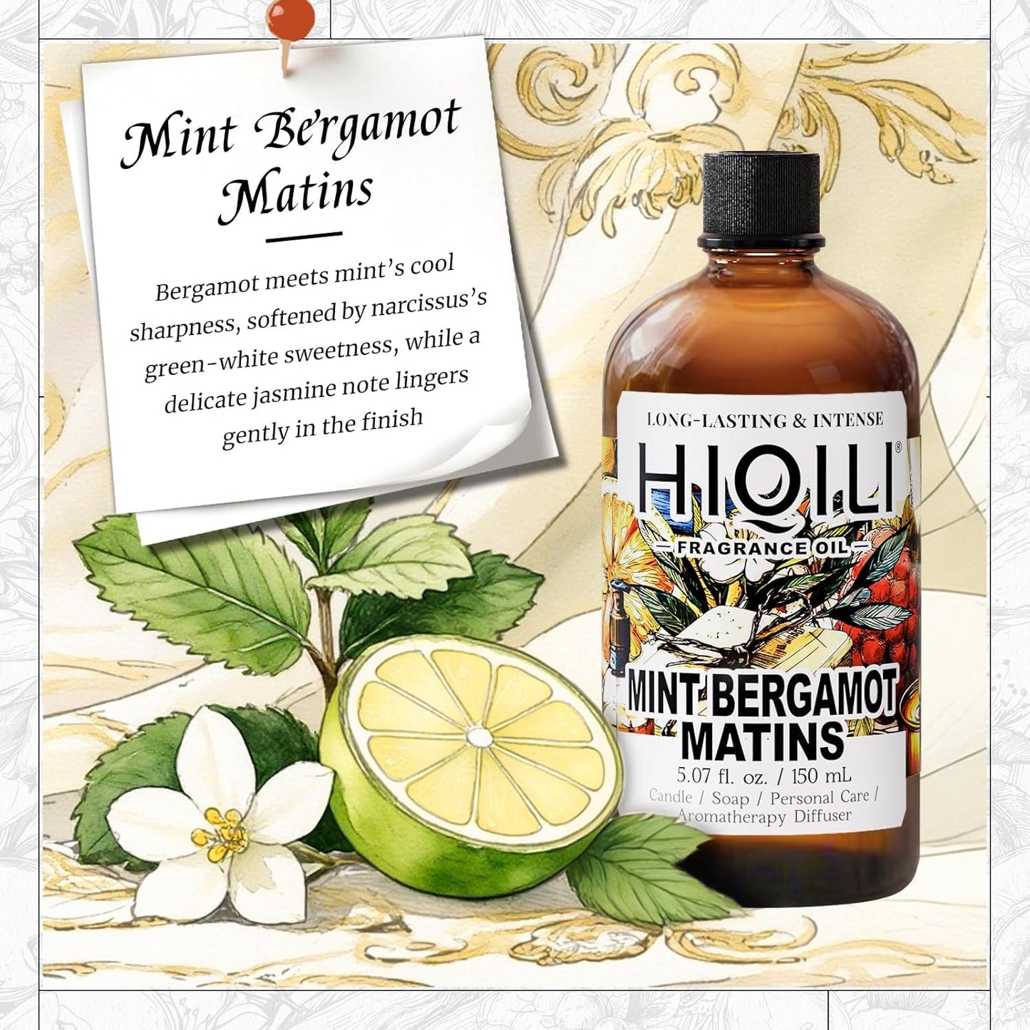 HIQILI Mint Bergamot Matins Fragrance Oil - 5.07 Fl Oz