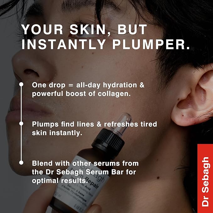 Serum Repair (0.68 fl oz) | Award-Winning Hyaluronic Acid Facial Hydrator | Anti Aging & Wrinkle | Skin Moisturising & Repairing Formula | Collagen Boosting Youthful Glow For Women & Men