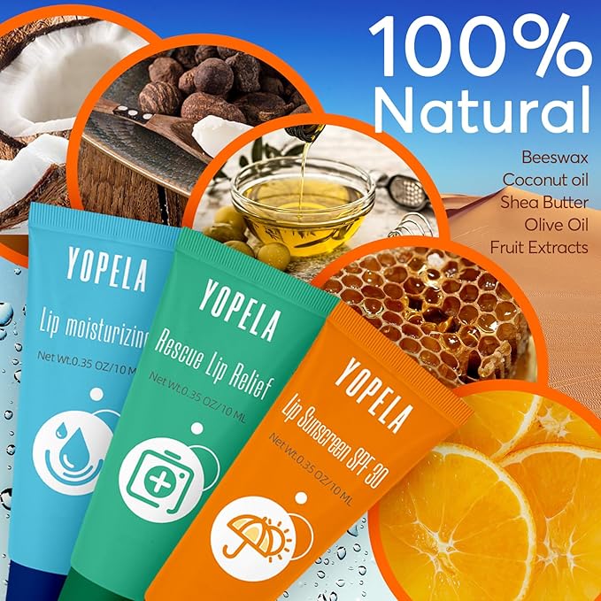 Lip Sunscreen Moisturizing and Repair Package SPF 30 - Summer Long Lasting Moisturized, Smooth and Repaired Lips - 3 Flavors (Pack of 9: 3 moisturizing+ 3 repairing+ 3 SPF) Mother's Day Gifts