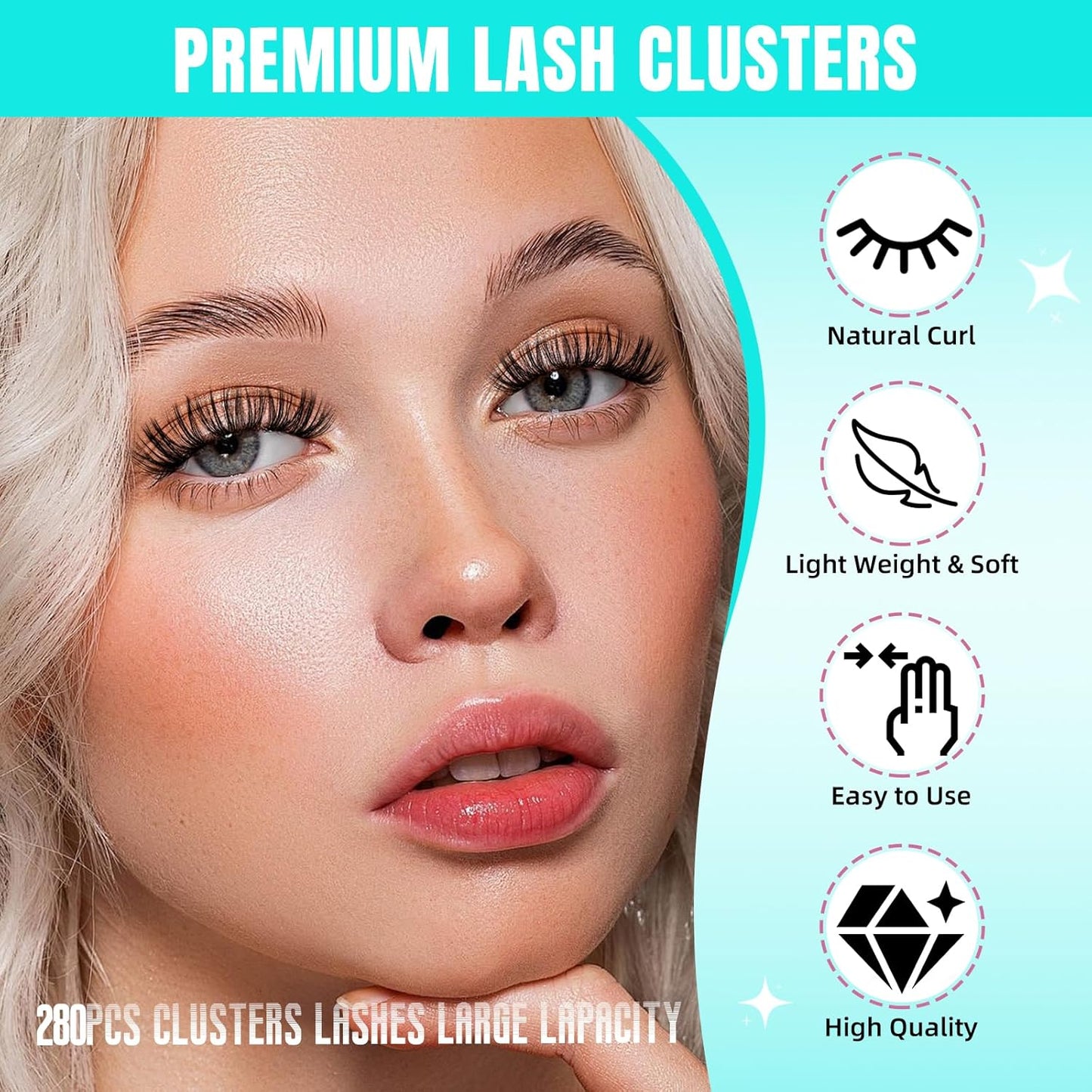 Lash Clusters Wispy 280PCS Eyelash Extension 60D Cluster Lashes Individual Lashes DIY Lash Extension Natural Look Cluster Eyelash Extensions Soft False Eyelashes at Home for Beginners(12mm)
