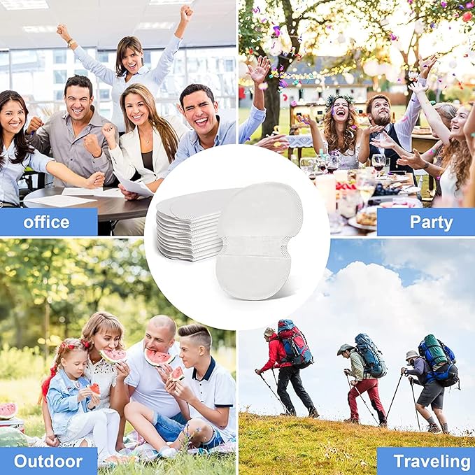 Armpit Sweat Pads, XOTUUY Underarm Sweat Pads for Women and Men [100 Packs], Disposable Sweat Pads for Women Armpits, Comfortable Unflavored, Non Visible