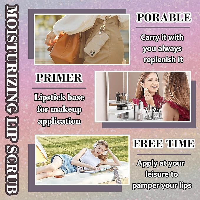 Nourishing Smooth Lip Scrub,Soft Long Lasting Moisturizing Lip Scrubber Exfoliator for Men & Women,Gentle Non-Greasy Sugar Scrub Lip Cares Moisturizer