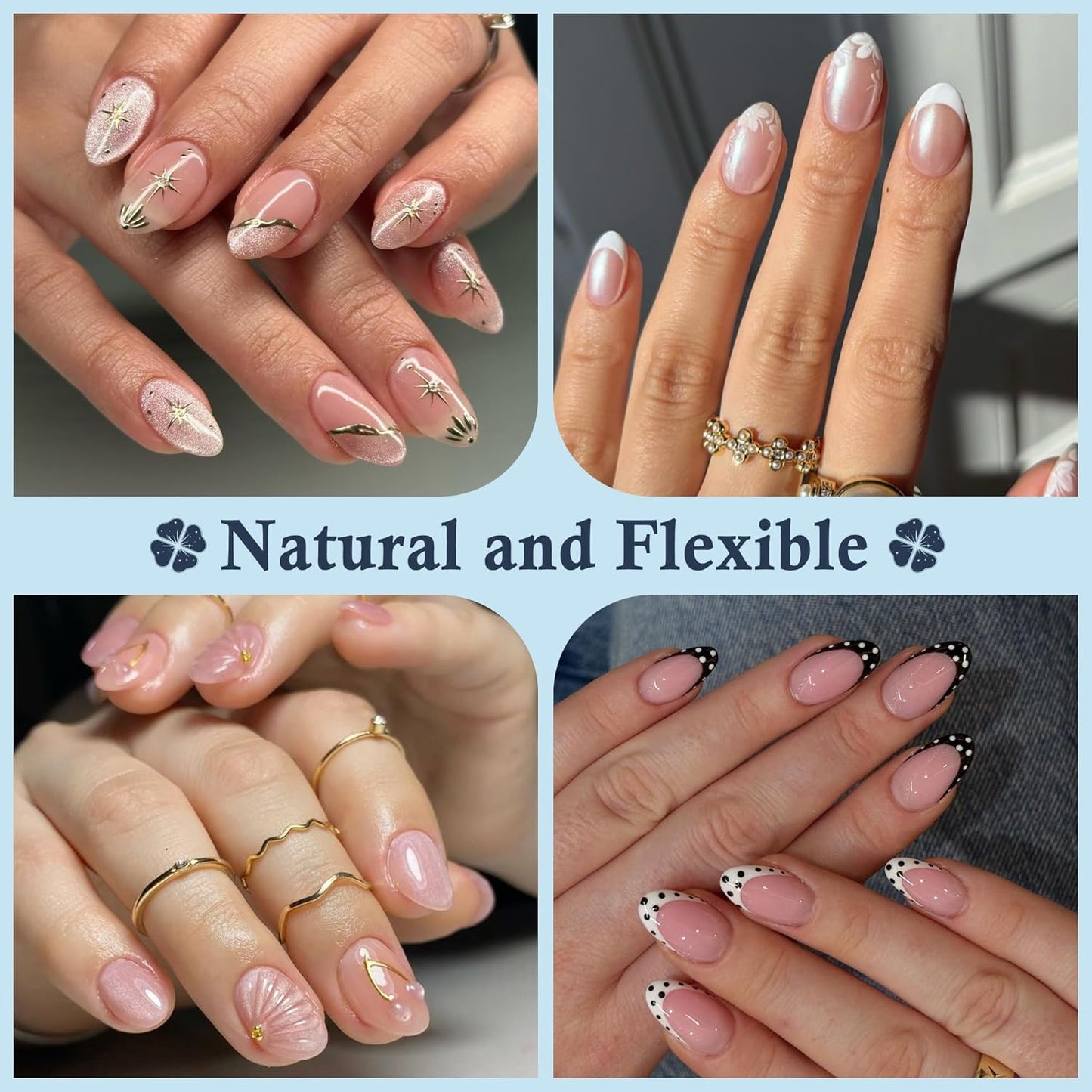 Extra Short Almond Fake Nails, 504pcs Soft Gel Pre-Shaped Acrylic Nail Tips, Half Matte Full Cover Clear Gelly Press on Flase Nail Tips for Extension Nail Manicure Home DIY 12 Sizes