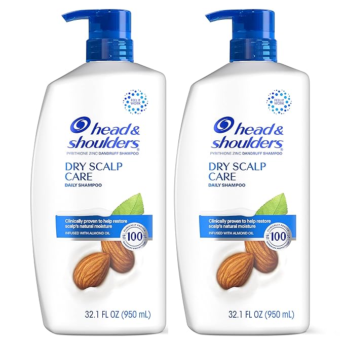 Head and Shoulders Shampoo, Daily-Use Anti-Dandruff Paraben Free Treatment, Dry Scalp Care with Almond Oil, 32.1 fl oz, Twin Pack (Pack of 4)