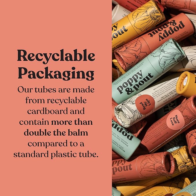 Jumbo Lip Balm Gift Set (10-Pack) | Poppy & Pout All Natural Lip Balms & Moisturizers | Hydrates with Beeswax, Vitamin E, Organic Coconut Oil | Cruelty-Free | Lip Balm in Recyclable Cardboard Tube