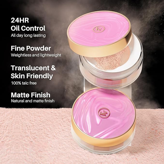 FV Translucent Loose Face Powder, Long Lasting & Lightweight Setting Powder with Matte Finish, Fine Powder for Natural Look, Minimizing Pores and Fine Lines Baking Powder 0.35oz (10g)