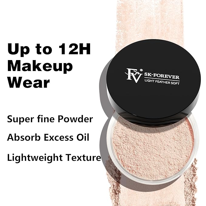 FV Baking Powder, Lightweight Loose Smooth Nature Setting Powder Highlighter Poreless Longwearing Matte Waterproof Oil Absorb Makeup Powder for Setting with No Flashback 0.35oz(10g)