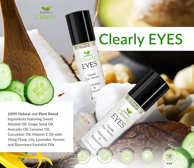 EYES, Natural Anti Aging Eye Serum | Hydrating and Firming Instant Treatment for Tired Puffy Eyes, Dark Circles, Swollen Eyelid, Eye Bags with Cucumber and Avocado | Made in USA