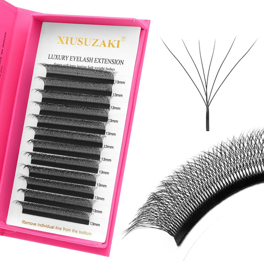 Lash Extensions 6D Eyelash Extensions W Lashes 0.07mm Thickness C Curl Lashes 8mm Soft Lash Trays Pestañas Pelo a Pelo Natural Matte Black False Eyelashes Individual Lashes(W-6D-0.07-C,8mm)