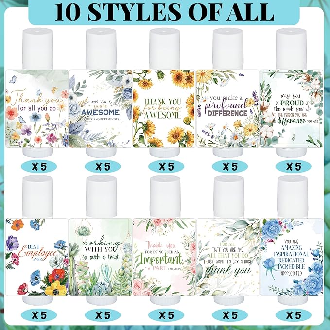 50 Pcs Inspirational Gifts Lip Balms in Bulk Motivational Small Thank You Gifts Wedding Bridal Baby Shower Party Favors Lip Balm for Women Teacher Nurses Coworkers Employees 10 Styles