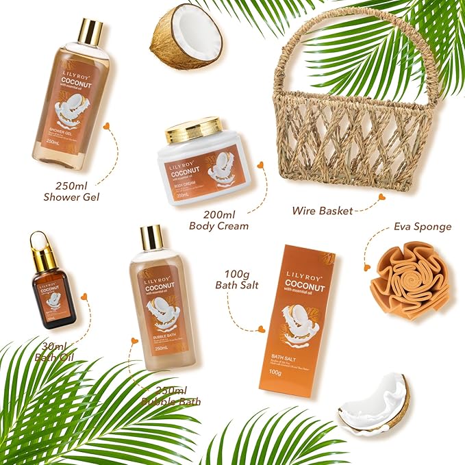 Mothers Day Gifts for Mom - 7Pcs Luxury Bath & Body Gift Basket Set for Women & Men, Perfect Gift with Bath Bomb | Christmas, Father's Day, Birthday Gifts for Her & Him, All Occasion Holiday Present