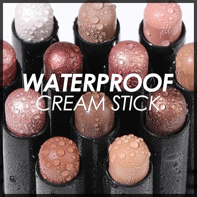 FOCALLURE Shimmer and Matte Cream Eyeshadow Stick,Smooth Brilliant Eye Brightener Pencil for Women,Long Lasting Waterproof Eye Shadow and Liners Makeup,Rosie