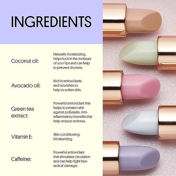 Winky Lux Matcha Lip Balm, Lip Balm with Coconut Oil, Vitamin E and Caffeine, Winky Lux Lip Balm and Lip Moisturizer, Clear Lip Balm