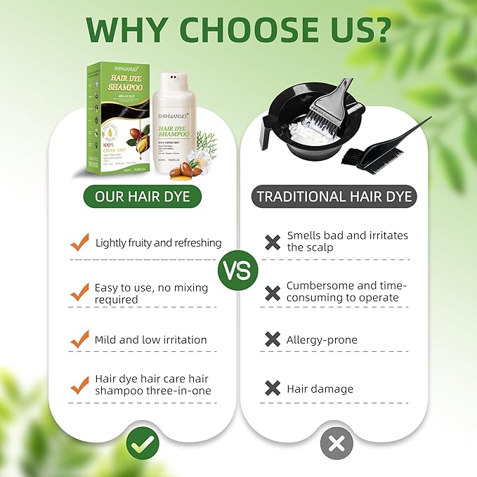 Hair Dye Shampoo 3 in 1 for Gray Hair Coverage,Argan nut Natural Shampoo Hair Dye for Women & Men/Ammonia-Free 500ml(Linen)