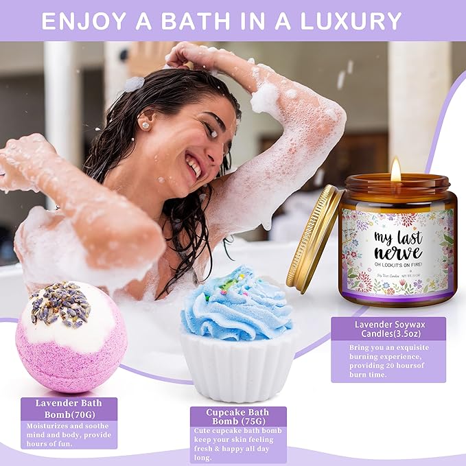 Gifts for Women, Birthday Gifts for Women Self Care Package Gifts for Women Pamper Gifts Baskets for Women Her,Friends,Mom,Wife 11 pcs Lavender Purple Gifts Mothers Day Gifts for women