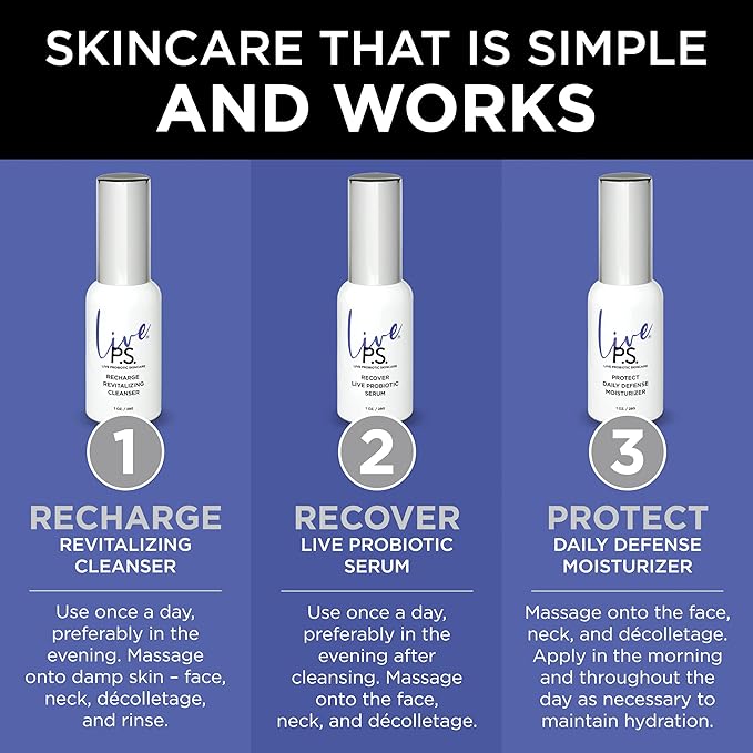3-Step Skin Care Kit – Face Cleanser, Probiotic Serum & Moisturizer – Ultimate Recipe for Balanced, Glowing, Hydrated Skin – Perfect for All Skin Types – Travel Size – Vegan & Cruelty-Free