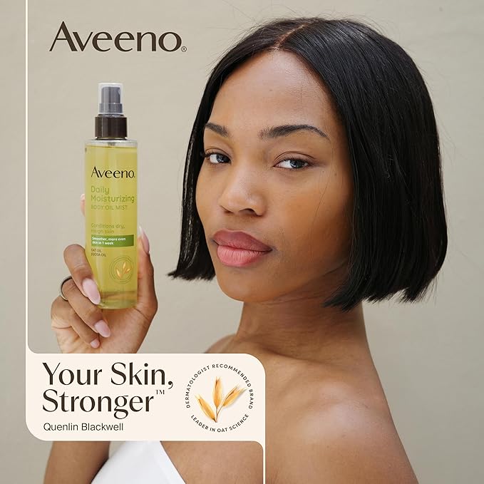 Aveeno Daily Moisturizing Body Oil Mist with Oat & Jojoba Oil for Dry Sensitive Skin, Nourishing Body Spray for Smoother Skin, Paraben-, Silicone- & Alcohol-Free, Twin Pack, 6.7 fl. oz, 2 Pack