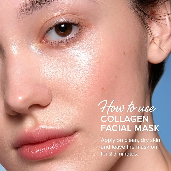 MAREE Collagen Facial Mask with Hyaluronic Acid 2 PACK - Hydrating Face Masks Skincare - Mascarillas Faciales For Women Skin Care - Multicolor, 12 Count