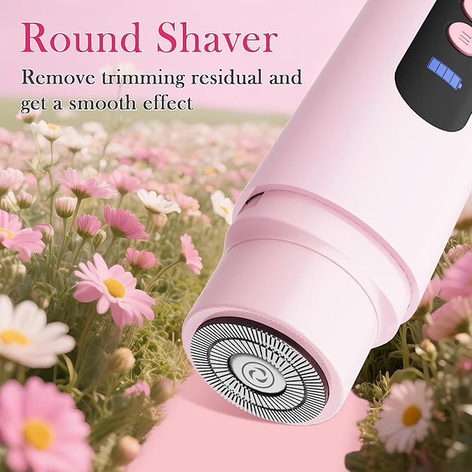 Bikini Trimmer Razors Shaver for Women: DEEHENK 2-Speed Electric Razor for Pubic Hair Dual Head Shaver Women IPX7 Waterproof Rechargeable Lady Trimmer for Bikini Underarm Body Leg Face Pink