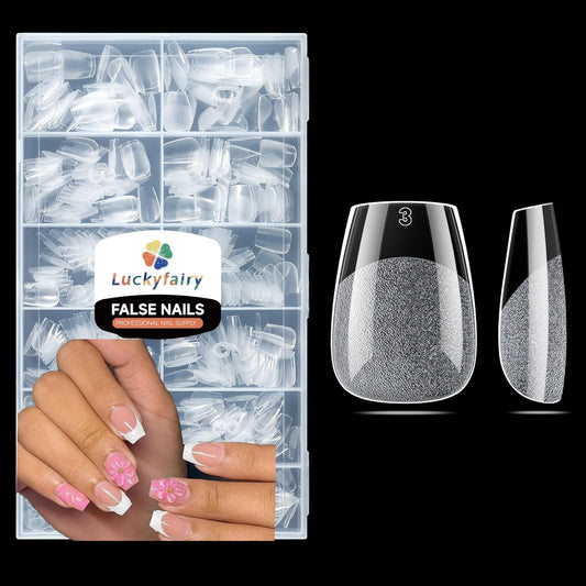 Extra Short Nail Tips: 504pcs Pre-shaped Half-matte Coffin Short Nails, 12 Sizes XS Clear Full Cover Fake Nails Soft Gelly Ballerina Press on Gel Nail Tips for Extension