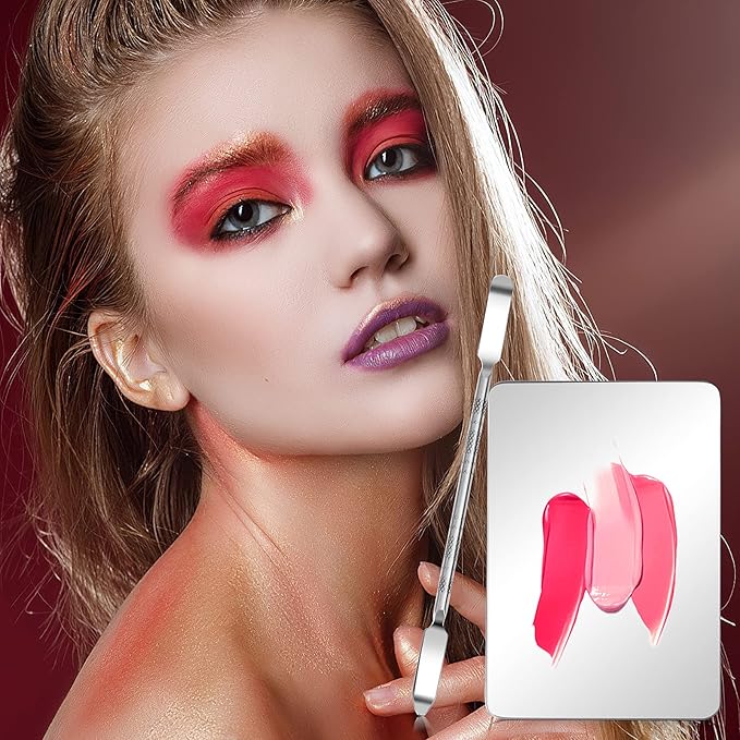 Makeup Mixing Palette Stainless Steel Foundation Palette with Spatula Professional Cosmetic Palette for Mixing Foundation Eye Shadow Nail DIY Art