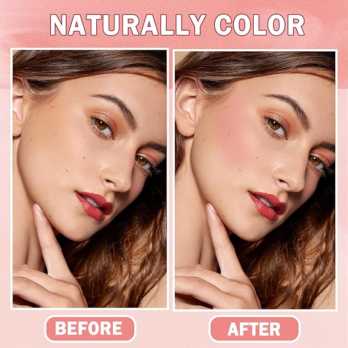 Cream Blush Stick with Sponge 3 in 1 Multi-Use Blush Makeup Stick Long Lasting Waterproof Natural Matte Cream Blush Stick for Cheeks, Lips and Eyes - Fairy Pink