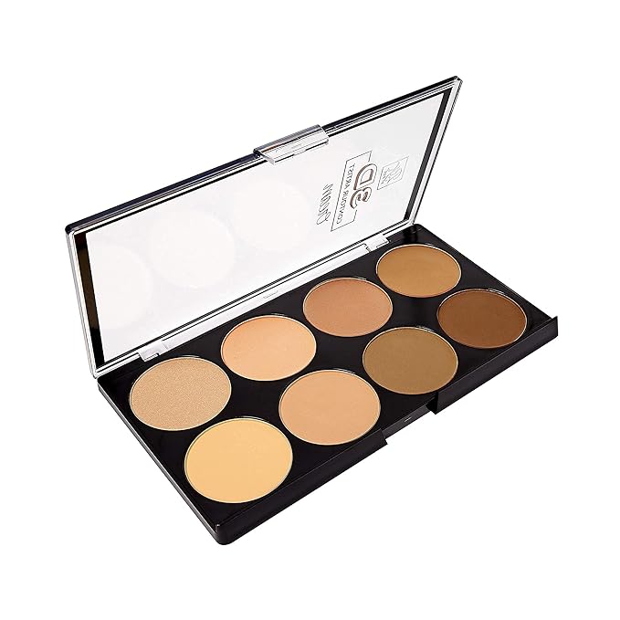 Ruby Kisses Flawless Finish with 3D Contour Powder Makeup Palette - Multiple Contouring Options, Easy Blending, Long-lasting formula, Sculpt &Highlighting, Professional finish (Medium Dark)